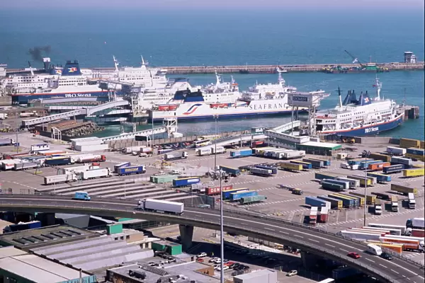Ferry terminal at Dover harbour, Kent, England, United Kingdom, Europe