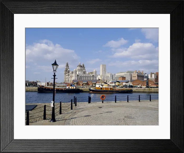 Framed Print : Liver Buildings and Docks, Liverpool, Merseyside, UK Framed Print : Liver Buildings and Docks, Liverpool, Merseyside, UK
