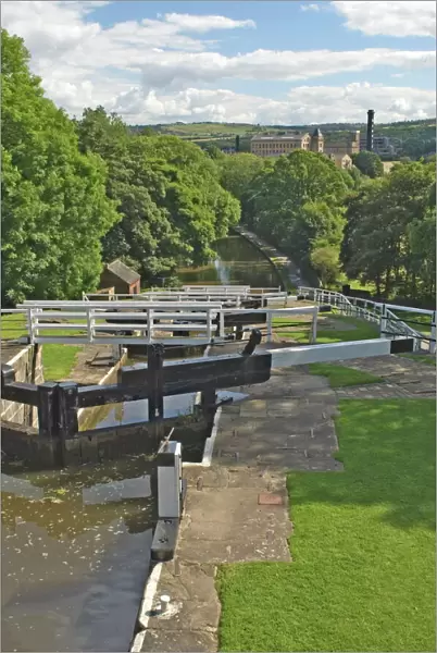 View from the top of the five lock ladder on the Liverpool Leeds canal