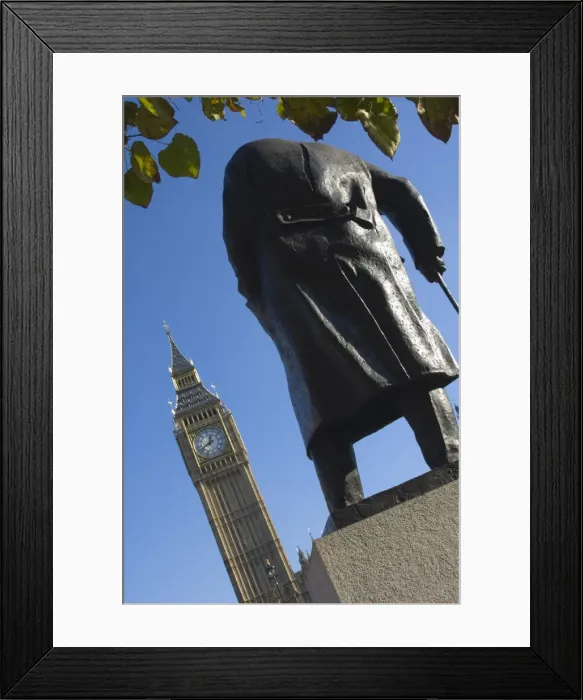 Framed Print : Big Ben and the Sir Winston Churchill statue, Westminster, London, England Framed Print : Big Ben and the Sir Winston Churchill statue, Westminster, London, England