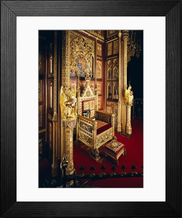 Framed Print : The Throne, House of Lords, Houses of Parliament, Westminster, London, England Framed Print : The Throne, House of Lords, Houses of Parliament, Westminster, London, England