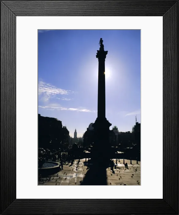Framed Print : Nelsons Column in silhouette, Trafalgar Square, London, England, UK Framed Print : Nelsons Column in silhouette, Trafalgar Square, London, England, UK