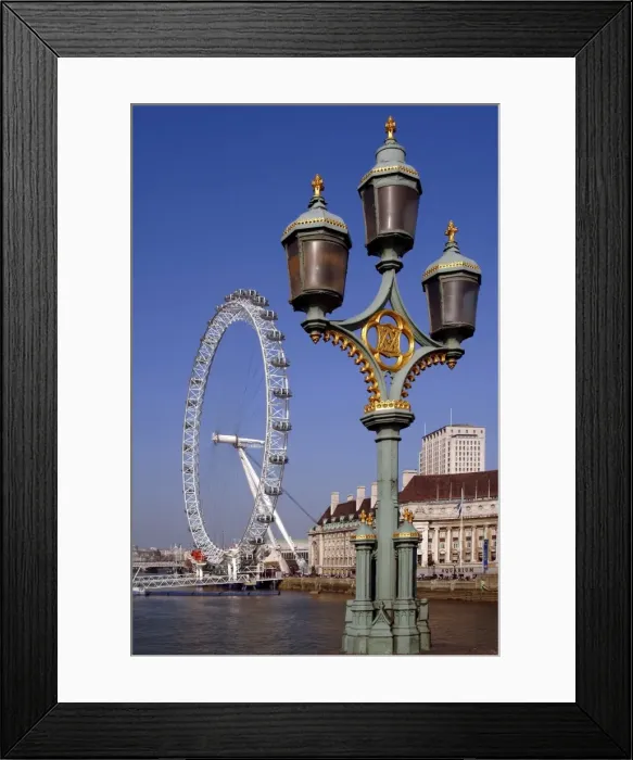 Framed Print : London Eye and County Hall beside the River Thames, London, England, United Kingdom Framed Print : London Eye and County Hall beside the River Thames, London, England, United Kingdom