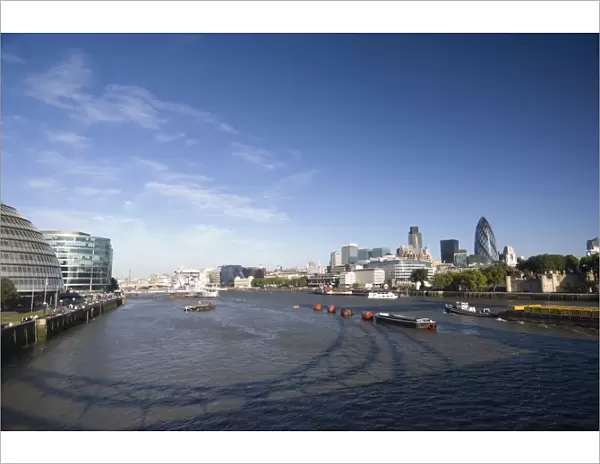 The River Thames, South Bank and City Hall on left, City of London on right