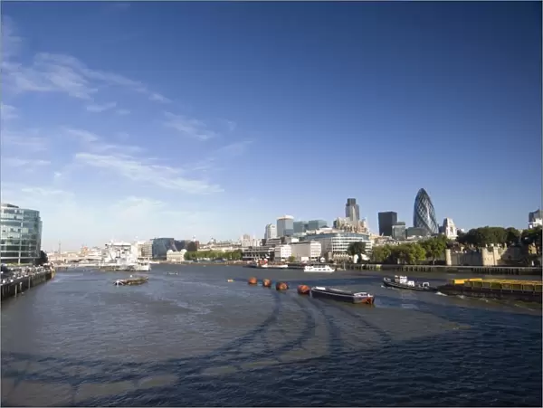 The River Thames, South Bank and City Hall on left, City of London on right