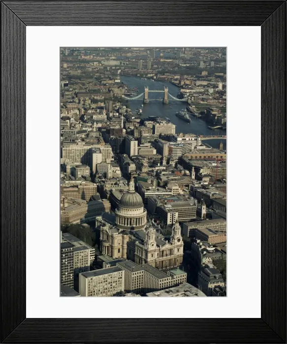 Framed Print : Aerial view of St. Pauls Cathedral, Tower Bridge and the River Thames, London Framed Print : Aerial view of St. Pauls Cathedral, Tower Bridge and the River Thames, London