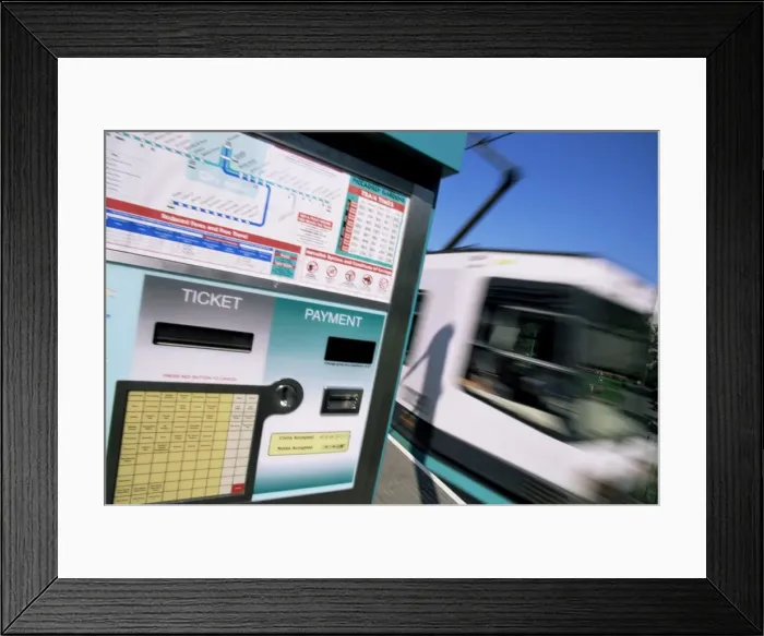 Framed Print : City trams, Piccadilly Gardens, Manchester, England, United Kingdom, Europe Framed Print : City trams, Piccadilly Gardens, Manchester, England, United Kingdom, Europe