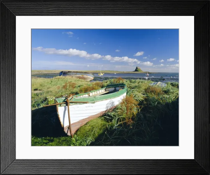 Framed Print : Looking towards Lindisfarne Castle (NT) from the harbour, Lindisfarne (Holy Island) Framed Print : Looking towards Lindisfarne Castle (NT) from the harbour, Lindisfarne (Holy Island)