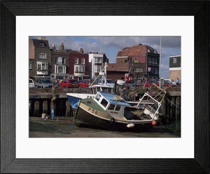Framed Print : Fishing boats, Portsmouth harbour, Portsmouth, Hampshire, England, United Kingdom, Europe