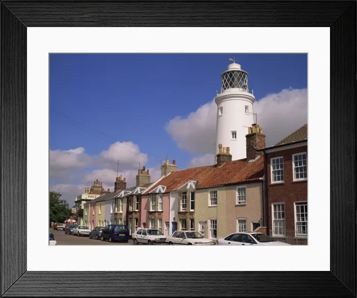 Framed Print : Lighthouse behind terraced houses, Southwold, Suffolk, England, United Kingdom, Europe Framed Print : Lighthouse behind terraced houses, Southwold, Suffolk, England, United Kingdom, Europe