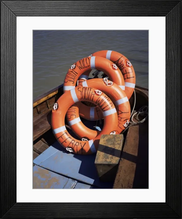 Framed Print : Southwold Ferry lifebelts, Sussex Harbour, Southwold, Suffolk, England Framed Print : Southwold Ferry lifebelts, Sussex Harbour, Southwold, Suffolk, England