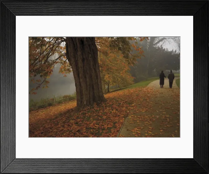 Framed Print : Couple walking through the Jephson Gardens in autumn, Leamington Spa, Warwickshire Framed Print : Couple walking through the Jephson Gardens in autumn, Leamington Spa, Warwickshire