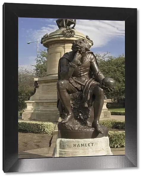 Statue of Hamlet with William Shakespeare behind, Stratford upon Avon, Warwickshire