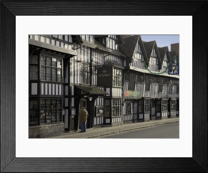 Framed Print : Half timbered Shakespeare Hostelry, Stratford upon Avon, Warwickshire, England Framed Print : Half timbered Shakespeare Hostelry, Stratford upon Avon, Warwickshire, England