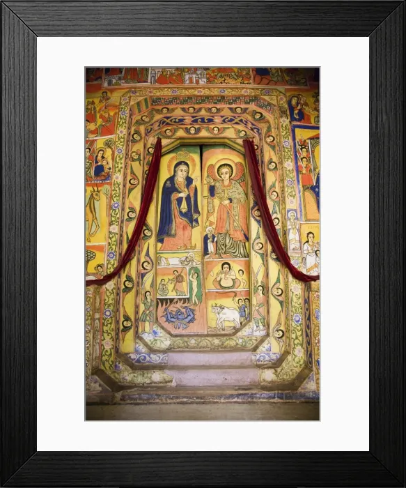 Framed Print : Murals in the beautifully painted Inner Sanctuary of the Christian Church of Ura Kedane Meheriet Framed Print : Murals in the beautifully painted Inner Sanctuary of the Christian Church of Ura Kedane Meheriet