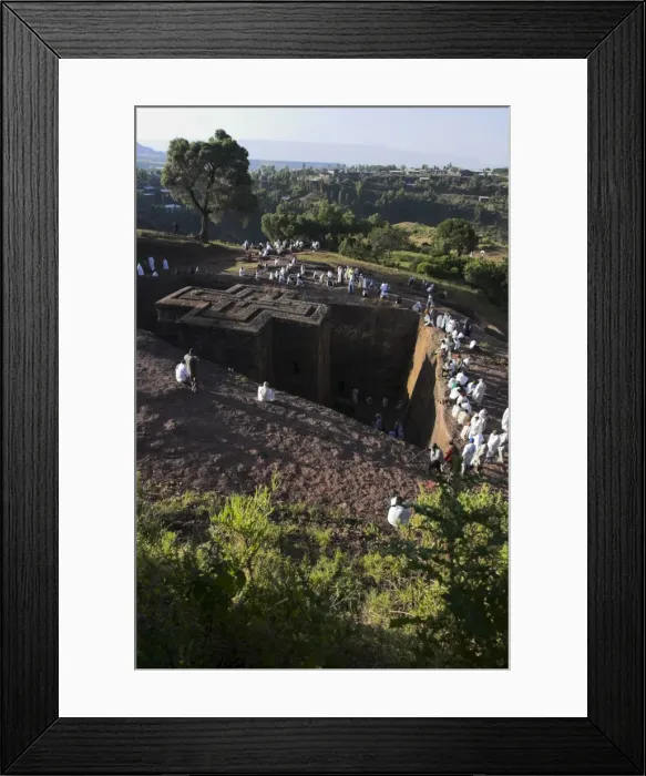 Framed Print : Pilgrims wearing traditional gabi (white shawls) at festival at the rock hewn monolithic church of Bet Giyorgis (St. George s), Lalibela, UNESCO World Heritage Site Framed Print : Pilgrims wearing traditional gabi (white shawls) at festival at the rock hewn monolithic church of Bet Giyorgis (St. George s), Lalibela, UNESCO World Heritage Site