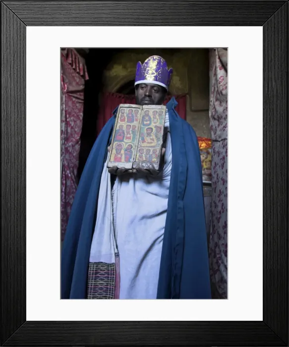 Framed Print : Priest holding ancient manuscript, Ashetan Maryam, Lalibela, Ethiopia, Africa Framed Print : Priest holding ancient manuscript, Ashetan Maryam, Lalibela, Ethiopia, Africa
