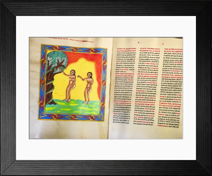 Framed Print : Manuscript showing Adam and Eve, church of Abuna Aftse, on site of a 6th century church Framed Print : Manuscript showing Adam and Eve, church of Abuna Aftse, on site of a 6th century church