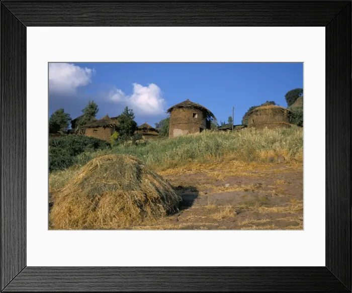 Framed Print : Fields and grain stores, Lalibela, Ethiopia, Africa Framed Print : Fields and grain stores, Lalibela, Ethiopia, Africa