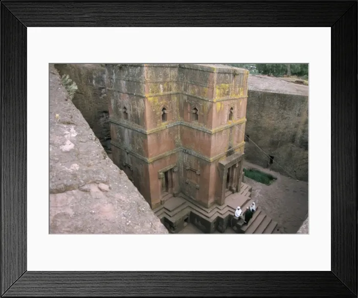 Framed Print : Looking down on entrance of Biet Giorgis, rock cut Christian church, Lalibela Framed Print : Looking down on entrance of Biet Giorgis, rock cut Christian church, Lalibela