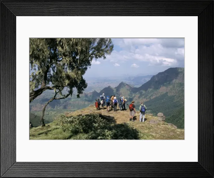 Framed Print : Tourists trekking, Simien Mountains National Park, UNESCO World Heritage Site Framed Print : Tourists trekking, Simien Mountains National Park, UNESCO World Heritage Site