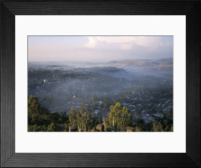 Framed Print : Aerial view of the town, with early morning mist, taken from Goha Hotel Framed Print : Aerial view of the town, with early morning mist, taken from Goha Hotel