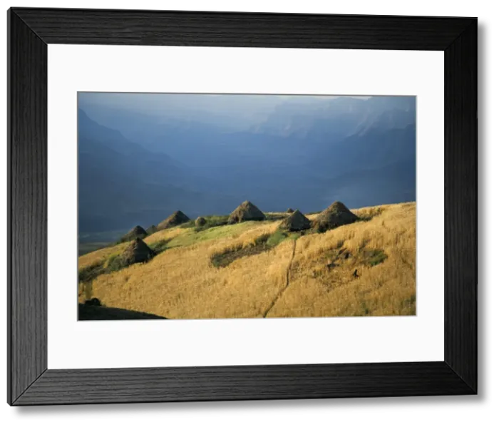 Framed Print : Debirichwa village in early morning, Simien Mountains National Park, UNESCO World Heritage Site