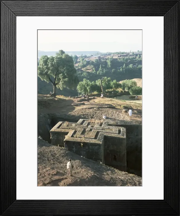 Framed Print : Sunken, rock-hewn Christian church, in rural landscape, Lalibela, UNESCO World Heritage Site