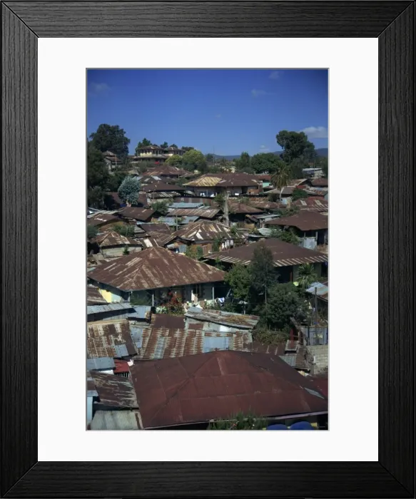 Framed Print : Rusty sheet metal tin roofs of a ramshackle shanty town, Ethiopia, Africa Framed Print : Rusty sheet metal tin roofs of a ramshackle shanty town, Ethiopia, Africa