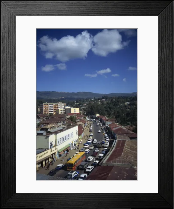 Framed Print : Aerial view over street scene in Addis Ababa, Ethiopia, Africa Framed Print : Aerial view over street scene in Addis Ababa, Ethiopia, Africa