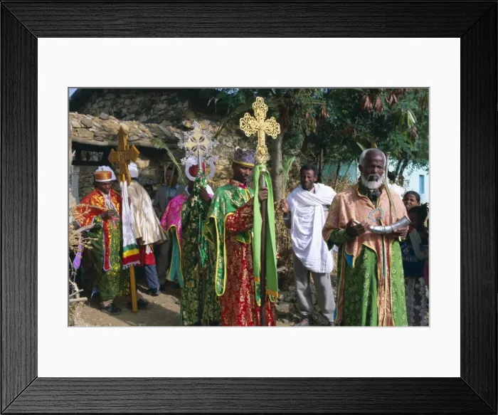 Framed Print : Procession of Christian men and crosses, Rameaux festival, Axoum (Axum) (Aksum) Framed Print : Procession of Christian men and crosses, Rameaux festival, Axoum (Axum) (Aksum)