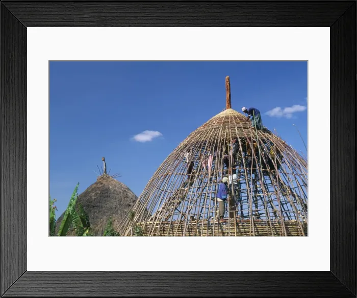 Framed Print : Building a hut, Gourague area, Shoa province, Ethiopia, Africa Framed Print : Building a hut, Gourague area, Shoa province, Ethiopia, Africa