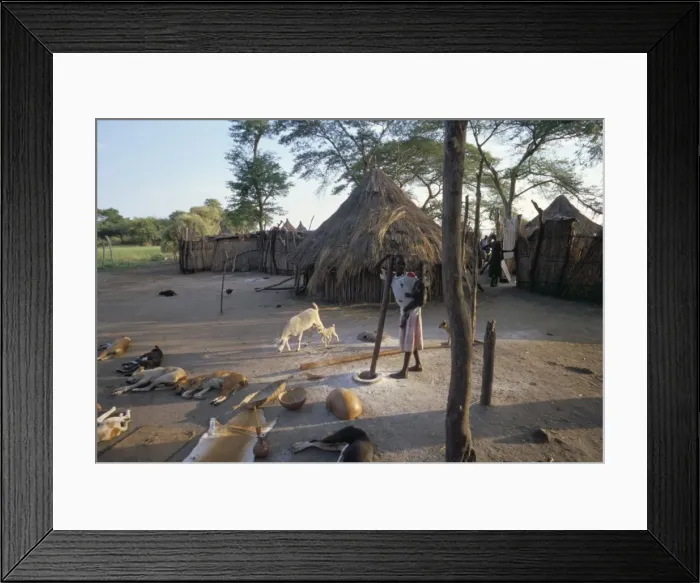 Framed Print : Batour village of the Anouak (Anuak) ethnic people, edge of Lake Tata, Ilubador state Framed Print : Batour village of the Anouak (Anuak) ethnic people, edge of Lake Tata, Ilubador state