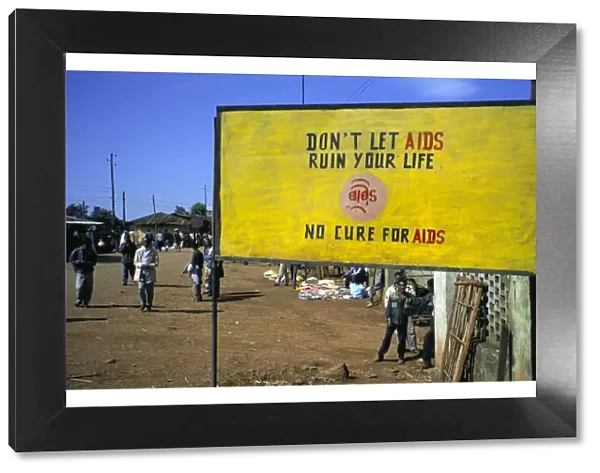 AIDS sign in the village of Gimbii, Oromo country, Welega state, Ethiopia, Africa