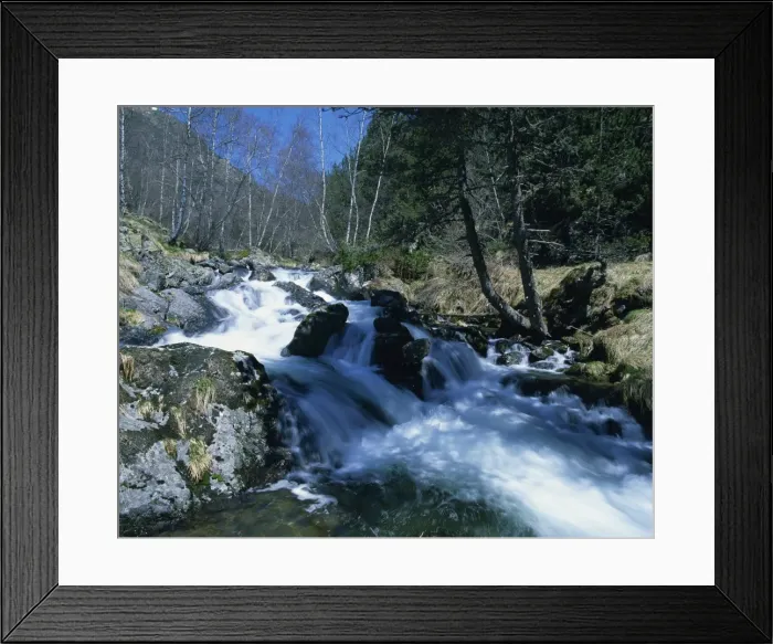 Framed Print : A mountain stream in La Massana in Andorra, Europe Framed Print : A mountain stream in La Massana in Andorra, Europe