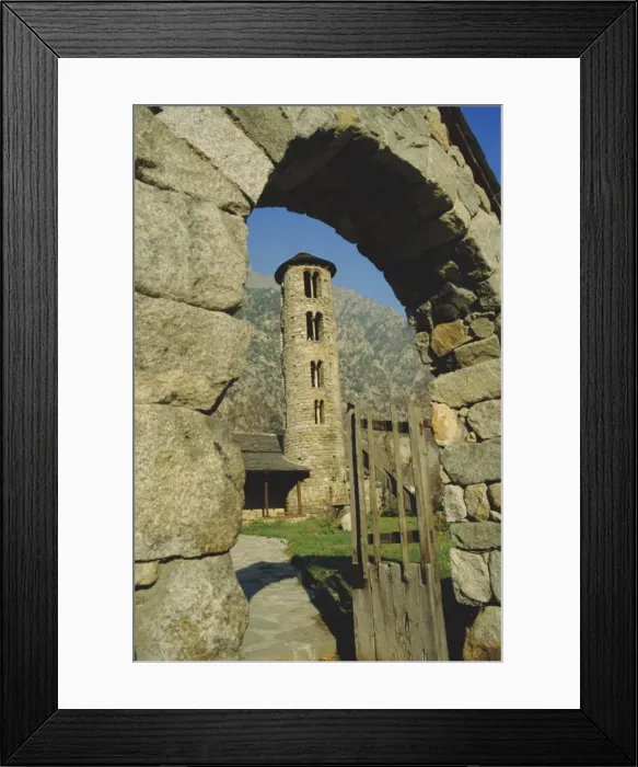 Framed Print : Romanesque church, 12th century bell tower, Santa Coloma, Andorra Framed Print : Romanesque church, 12th century bell tower, Santa Coloma, Andorra