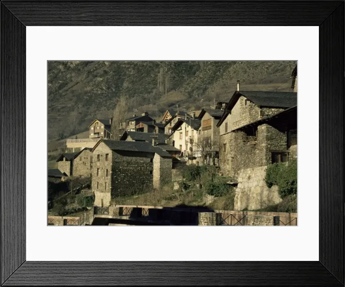 Framed Print : Traditional stone Pyrennean mountain dwellings, Les Bons, Andorra, Europe Framed Print : Traditional stone Pyrennean mountain dwellings, Les Bons, Andorra, Europe