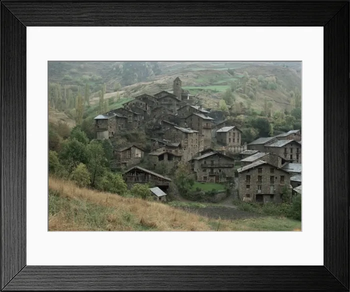 Framed Print : Village surmounted by Romanesque church, Pal, Andorra, Europe Framed Print : Village surmounted by Romanesque church, Pal, Andorra, Europe