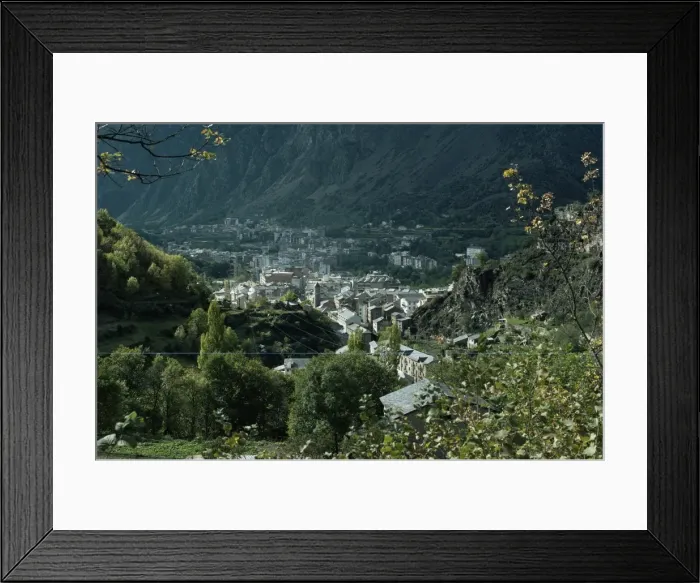 Framed Print : Les Escaldes in foreground and Andorra la Vella, Andorra, Europe Framed Print : Les Escaldes in foreground and Andorra la Vella, Andorra, Europe