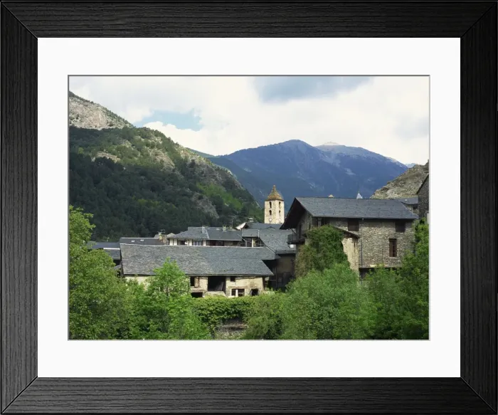 Framed Print : The beautiful old part of the village is made up of ancient stone houses with slate roofs Framed Print : The beautiful old part of the village is made up of ancient stone houses with slate roofs
