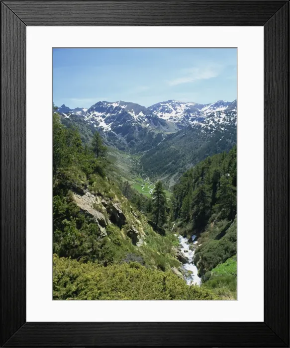 Framed Print : View towards Vall d Incles and El Siscaro, Riu de Cabana Sorda Ravine Framed Print : View towards Vall d Incles and El Siscaro, Riu de Cabana Sorda Ravine