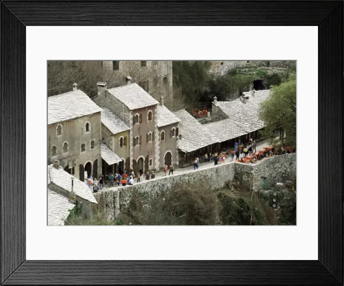 Framed Print : Stone tiled colour washed houses in the Street of Craftsmen, Mostar, Bosnia, Europe Framed Print : Stone tiled colour washed houses in the Street of Craftsmen, Mostar, Bosnia, Europe