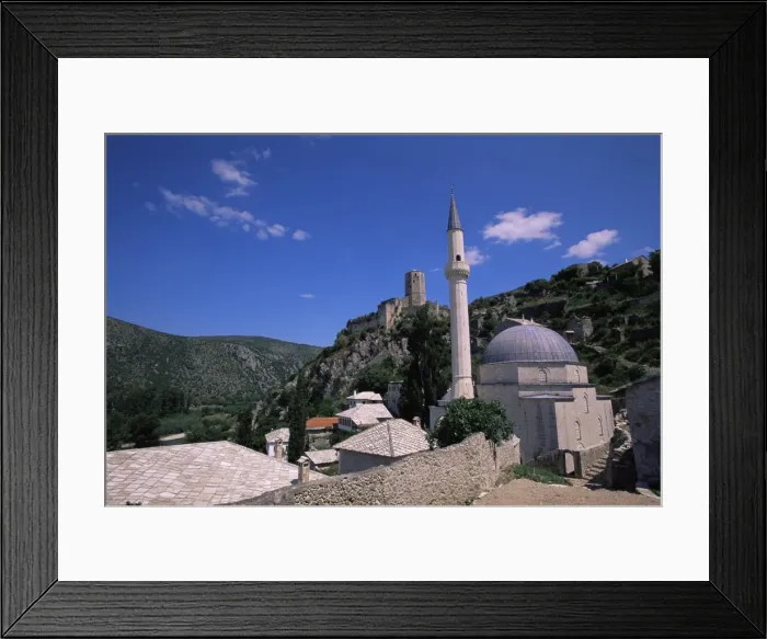 Framed Print : Village with mosque and castle, Pocitelj, Bosnia and Herzegovina, Europe Framed Print : Village with mosque and castle, Pocitelj, Bosnia and Herzegovina, Europe