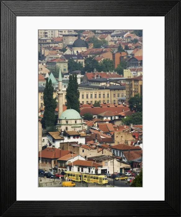 Framed Print : Panoramic hilltop view of the city, Sarajevo, Bosnia, Europe Framed Print : Panoramic hilltop view of the city, Sarajevo, Bosnia, Europe