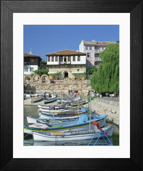 Framed Print : Boats in the harbour at Nessebur in Bulgaria, Europe Framed Print : Boats in the harbour at Nessebur in Bulgaria, Europe