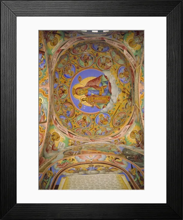 Framed Print : Religious frescoes painted on cloisters ceiling, Rila Monastery, Bulgaria Framed Print : Religious frescoes painted on cloisters ceiling, Rila Monastery, Bulgaria