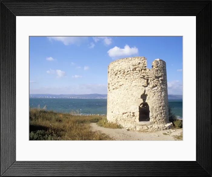 Framed Print : Lone bastion overlooking sea in town of Nesebar, Bulgaria, Europe Framed Print : Lone bastion overlooking sea in town of Nesebar, Bulgaria, Europe