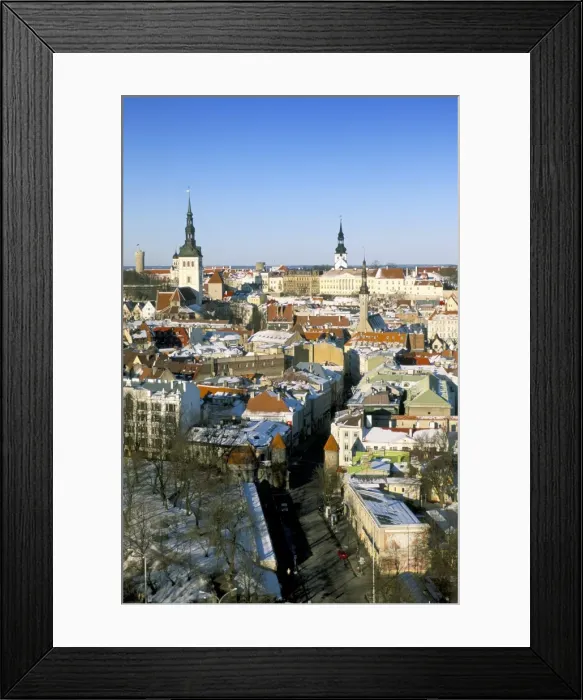 Framed Print : Elevated winter view over the OldTown, Tallinn, Estonia, Baltic States, Europe