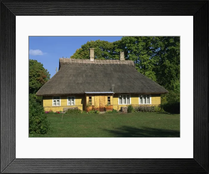 Framed Print : Exterior of a single storey thatched house, Island of Muhu, west of Tallinn Framed Print : Exterior of a single storey thatched house, Island of Muhu, west of Tallinn