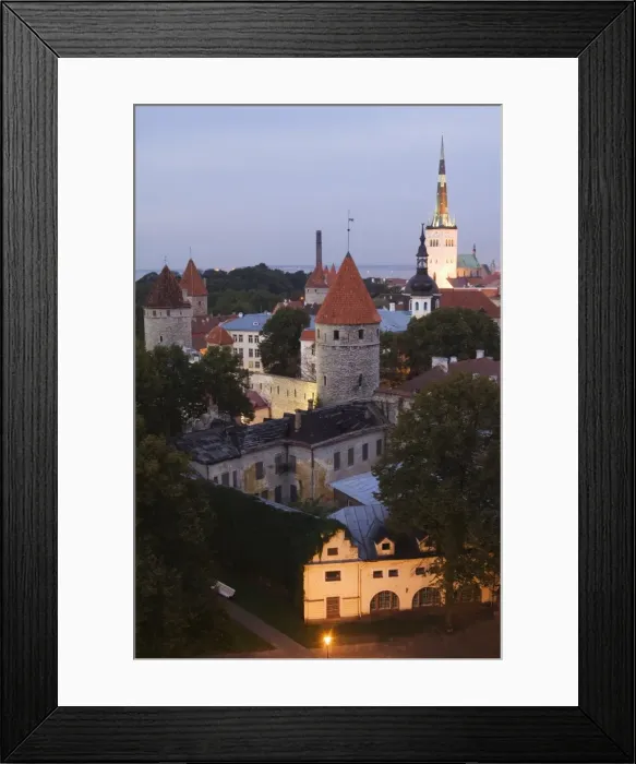Framed Print : Skyline of Old Town including city wall towers and St. Olav church, UNESCO World Heritage Site Framed Print : Skyline of Old Town including city wall towers and St. Olav church, UNESCO World Heritage Site